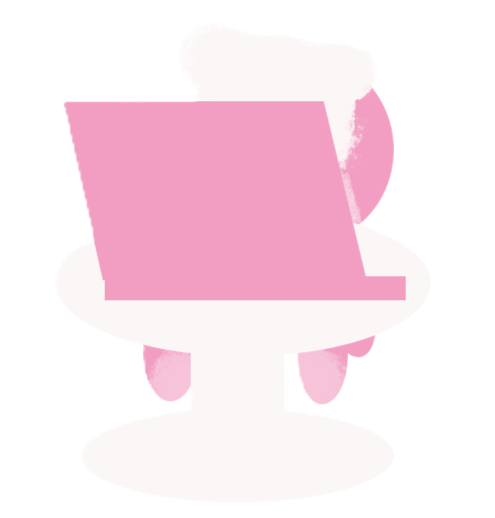 パソコンに向かっているくま