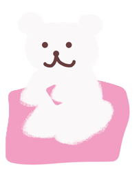 スマートフォンを持って座っているくま